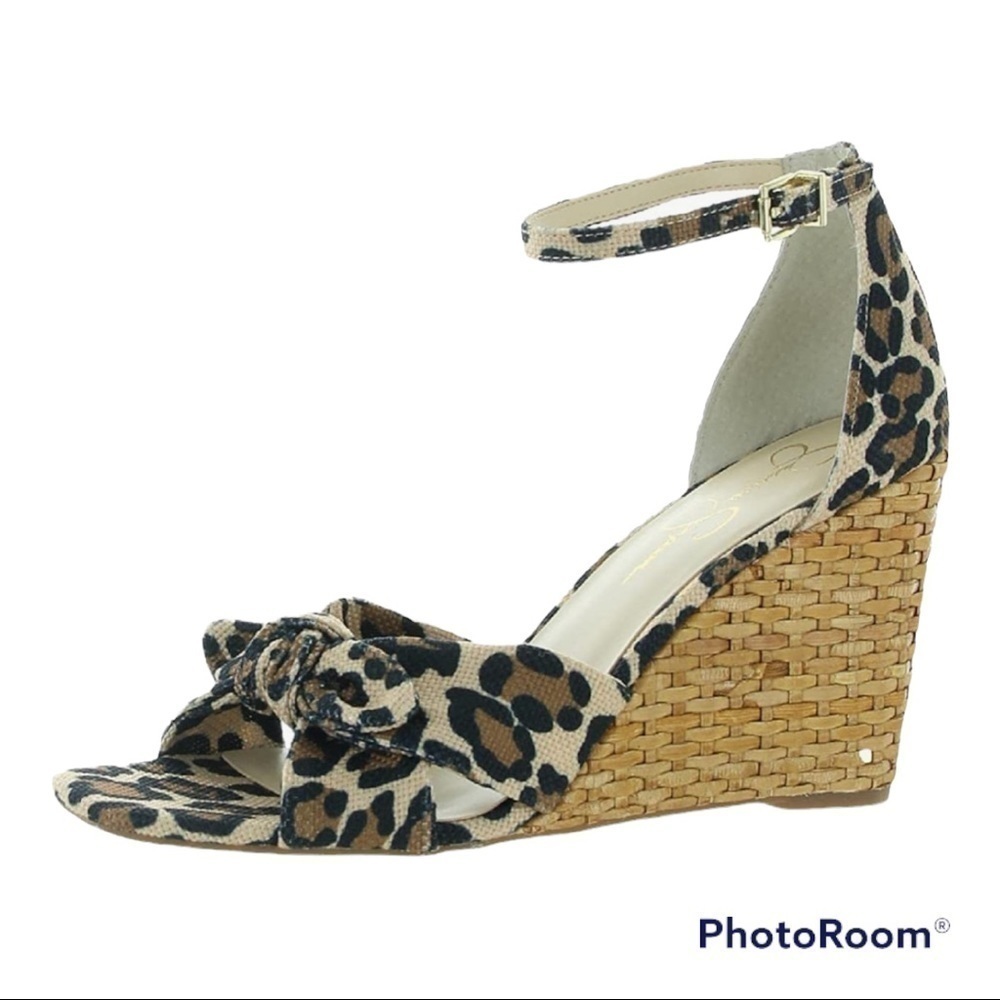 Jessica Simpson Womens Delirah Denim Ankle Strap Wedge Sandals NIB